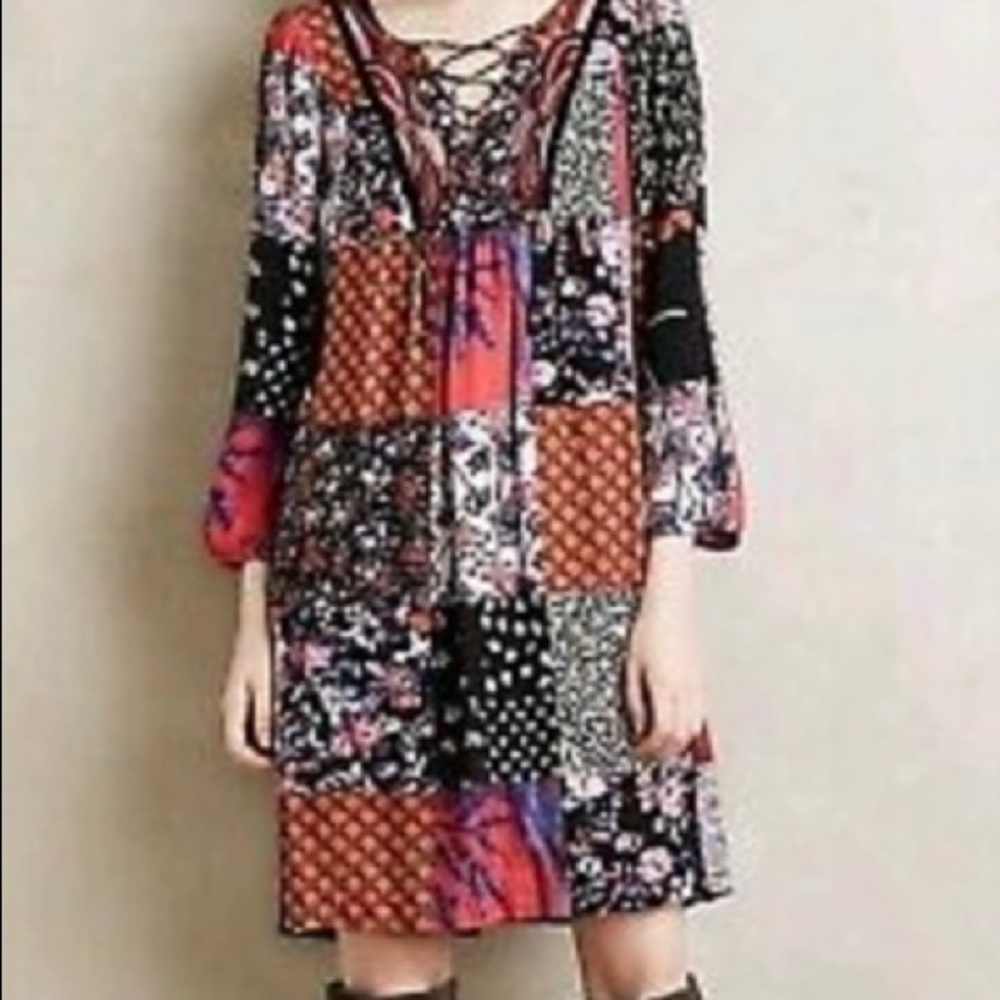 Anthropologie boho patchwork dress
